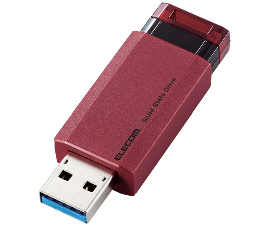 外付けSSD ノック式 USB3.2（Gen2）対応 250GB レッド ESD-EPK0250GRD