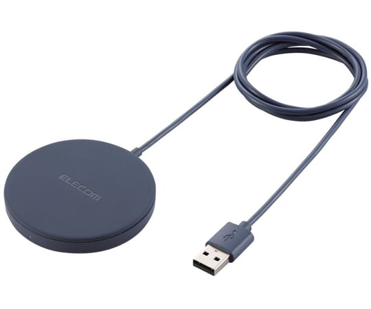 ワイヤレス充電器　マグネット内蔵　5W　卓上　ケーブル一体　1m　ネイビー