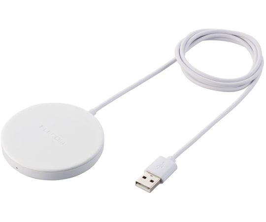 ワイヤレス充電器　マグネット内蔵　5W　卓上　ケーブル一体　1m　ホワイト