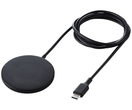 ワイヤレス充電器　マグネット内蔵　7.5W　卓上　ケーブル一体　1m　ブラック