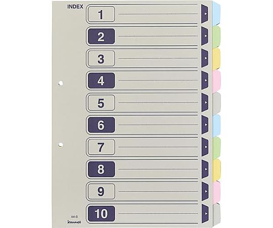 カラー仕切カード A4縦 2穴 10山 5組