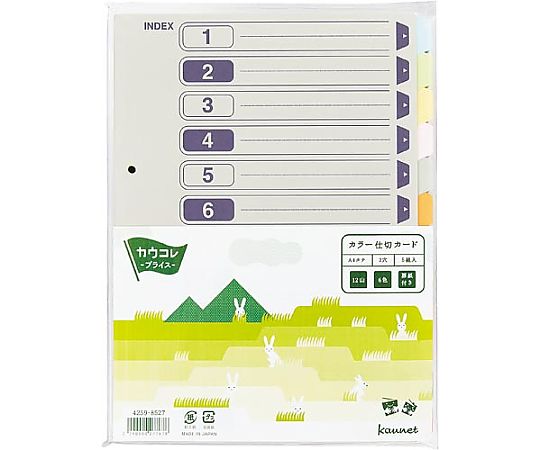 カラー仕切カード A4縦 2穴 12山 5組