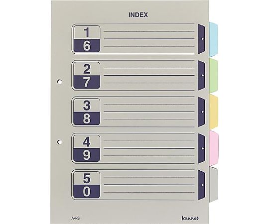 カラー仕切カード A4縦 2穴 5山 10組