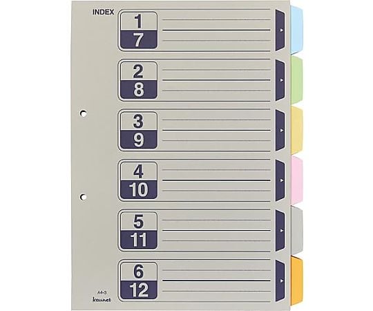 カラー仕切カード A4縦 2穴 6山 10組