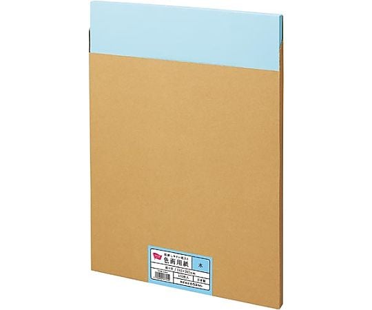 収納しやすい箱入り色画用紙 四つ切 水 100枚 4260-1364