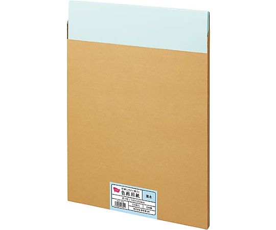 収納しやすい箱入り色画用紙 四つ切 薄水 100枚 4260-1456
