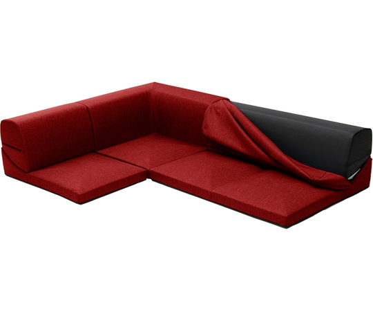 カバーが洗えるフロアソファ3点セット　IMONIA　タスクレッド　A573b-586RED