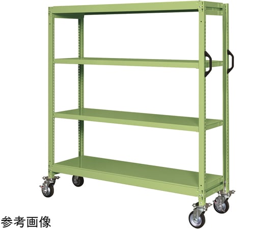 中軽量キャスターラックGSR型（ウレタン車・4輪自在）　W1800×D600×H1380mm　3段　グリーン