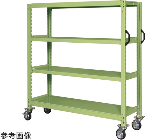 中量キャスターラックGKR型（ゴム車・自在2コ、固定2コ）　W1500×D450×H1380mm　3段　グリーン