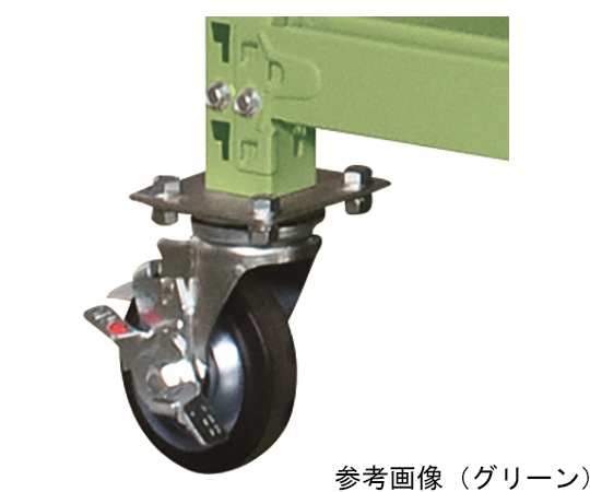 中量キャスターラックGKR型（ゴム車・自在2コ、固定2コ）　W1800×D750×H2000mm　5段　グリーン　GKR-1755GGK