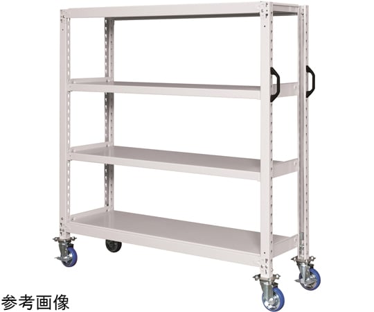 中量キャスターラックGKR型（ゴム車・自在2コ、固定2コ）　W1500×D600×H1380mm　3段　ホワイトグレー
