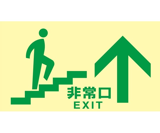高輝度蓄光避難誘導標識　非常口（階段上）　TKN107　130×230　東京都条例適合品