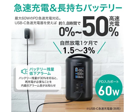 AUKEY PS-ST02 ポータブル電源 Power Ares 200 (219Wh) - 電動工具