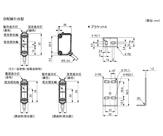 64-9616-28 長距離検出小型光電センサ （拡散反射型/検出距離300mm