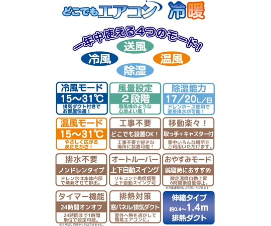 取扱を終了した商品です］移動式エアコン 冷房・暖房タイプ YMHC-15C 64-9640-83 【AXEL】 アズワン