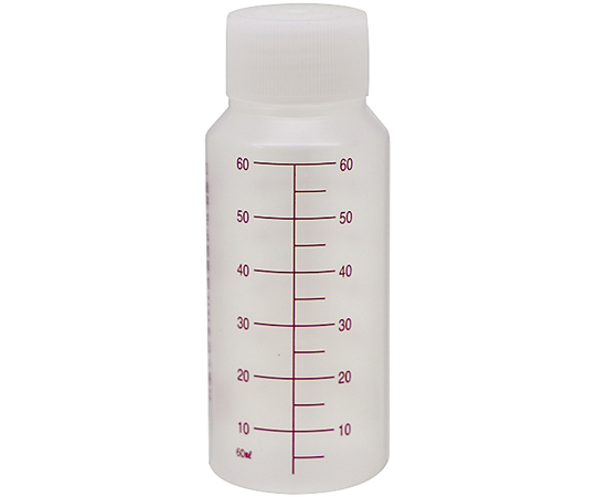 NK外用瓶 60mL ノーマルキャップ（ホワイト：白） 赤色目盛 1箱（200本入） B0470-000WH