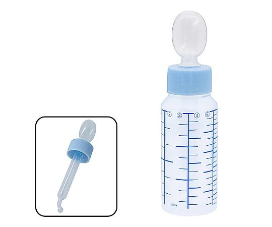 NK投薬瓶 60mL スポイト付キャップ（スカイブルー：水） 青色目盛 1箱（200本入）
