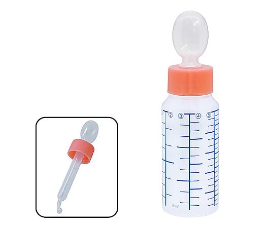 NK投薬瓶 60mL スポイト付キャップ（ピンク） 青色目盛 1箱（200本入）