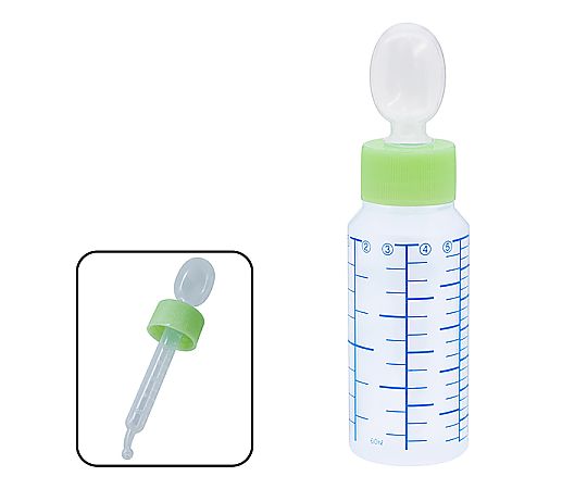 NK投薬瓶 60mL スポイト付キャップ（ライトグリーン：竹） 青色目盛 1箱（200本入）