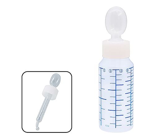 NK投薬瓶 60mL スポイト付キャップ（ホワイト：白） 青色目盛 1箱（200本入）