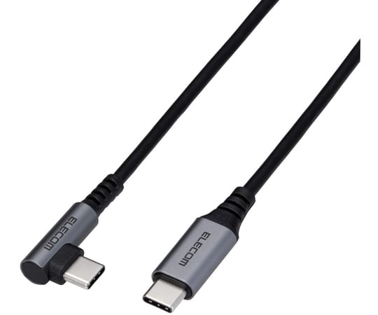Type-C/USB-Cケーブル　スマホ用　USB（C-C）　USB　Power　Delivery対応　認証品　L字コネクタ　抗菌・抗ウイルス　1.2m　ブラック