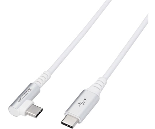 Type-C/USB-Cケーブル　スマホ用　USB（C-C）　USB　Power　Delivery対応　認証品　L字コネクタ　抗菌・抗ウイルス　1.2m　ホワイト