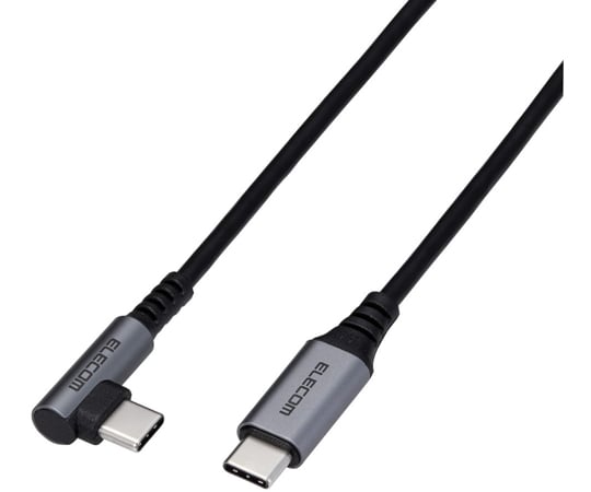 Type-C/USB-Cケーブル　スマホ用　USB（C-C）　USB　Power　Delivery対応　認証品　L字コネクタ　抗菌・抗ウイルス　2.0m　ブラック