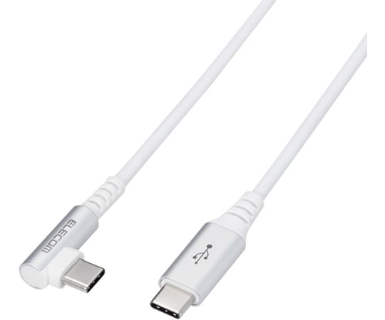 Type-C/USB-Cケーブル　スマホ用　USB（C-C）　USB　Power　Delivery対応　認証品　L字コネクタ　抗菌・抗ウイルス　2.0m　ホワイト
