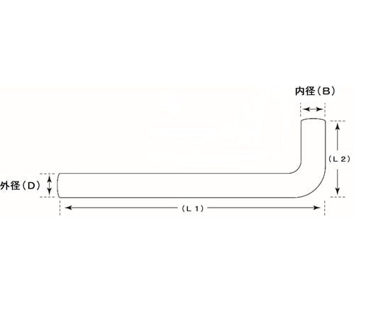 64-9727-49 90度曲げパイプ（L型・ステンレス（SUS304製）#400仕上