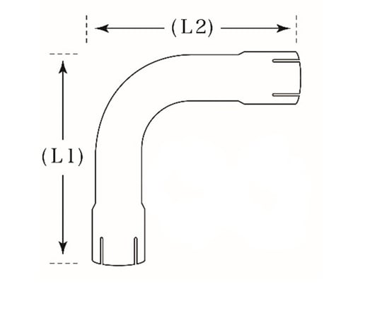 90度曲げパイプ　両側差し込みタイプ（L型・鉄製メッキ管）鉄製クランプ2個付　35mm　36mm　DA-035
