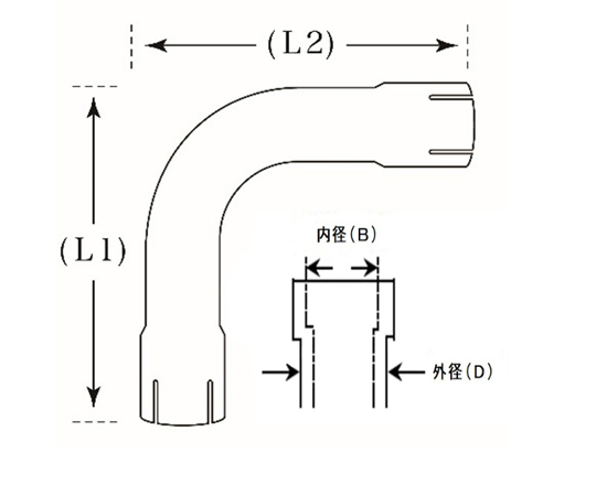 64-9728-36 90度曲げパイプ 両側差し込みタイプ（L型・ステンレス製