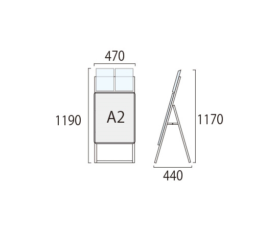 ポスターグリップスタンド看板　屋外用　カタログケース付　A2片面　ブラック　PGSKK-A2KB-G｜アズキッチン【アズワン】