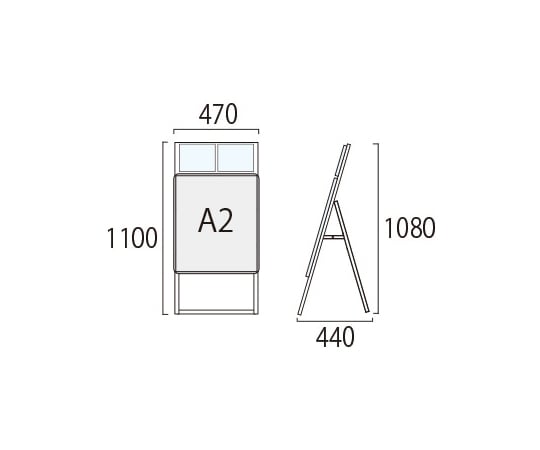 ポスターグリップスタンド看板　屋内用　カタログケース付　A2片面　シルバー　PGSKK-A2KS