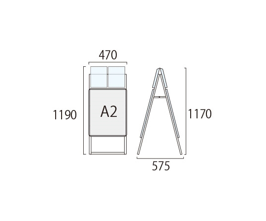 ポスターグリップスタンド看板 屋外用 カタログケース付 A2両面