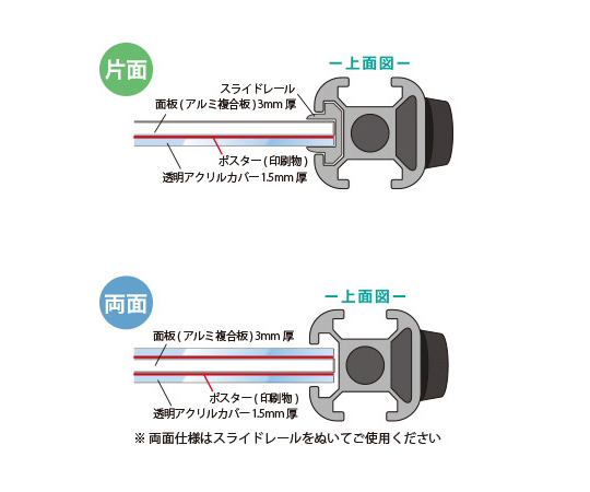 ブラックスマートメッセージスタンド　A3縦縦片面　BSMMSAC-A3TTK