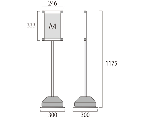 屋外ポールサインスタンド　A4片面　縦　ブラック　BOPSS-A4TK