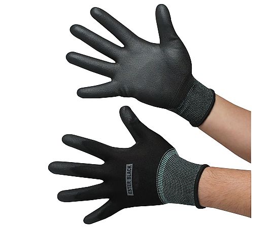 ウレタン背抜き手袋　エステル　ブラック　10双組　Mサイズ