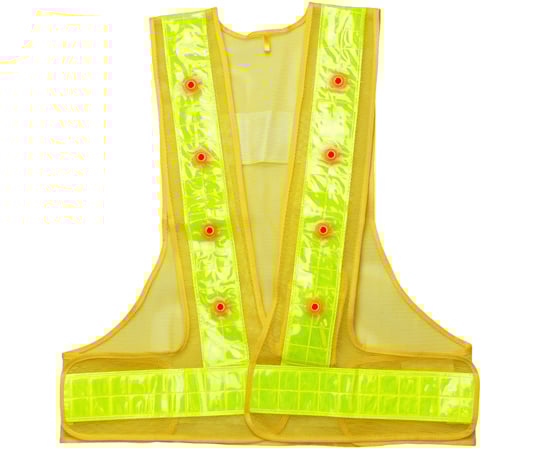 フラッシュ安全ベスト　6cm　LED赤　黄×黄