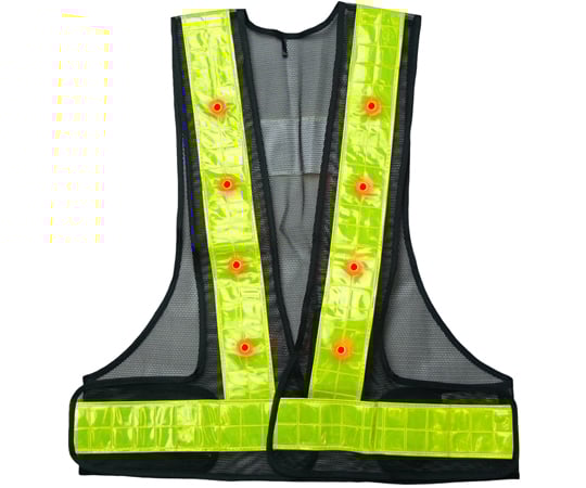 フラッシュ安全ベスト　6cm　LED赤　紺×黄