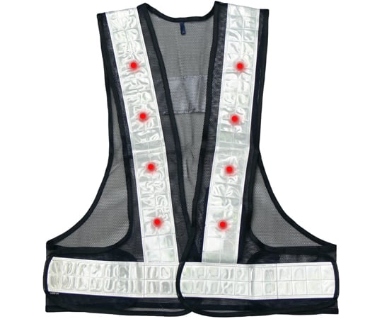 フラッシュ安全ベスト　6cm　LED赤　紺×銀