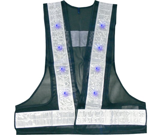 フラッシュ安全ベスト　6cm　LED青　紺×銀