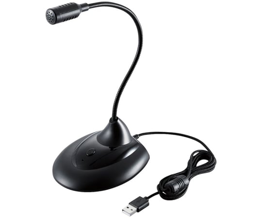 スタンドマイク　フレキシブルアーム　ミュートボタン付き　LED搭載　USB-A　ブラック