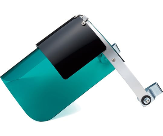 ヘルメット取付型防災面　跳ね上げ式前面シールド付き