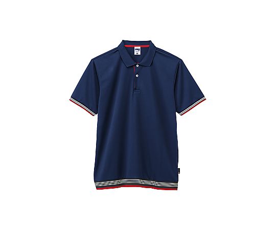 ライン入りベーシックドライポロシャツ（ポリジン加工） ネイビー M