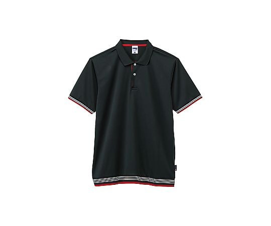 ライン入りベーシックドライポロシャツ（ポリジン加工） ブラック 3L