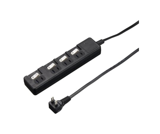 雷ガード付　4個口　節電タップ　1m　ブラック