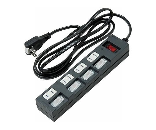個別集中スイッチ付節電タップ　4個口　2m　黒