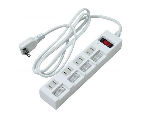 個別集中スイッチ付節電タップ　4個口　2m　白