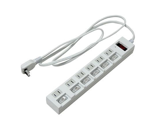個別集中スイッチ付節電タップ　6個口　2m　白