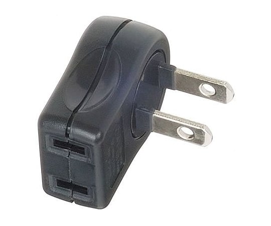 L型プラグアダプター　縦　黒　1個口